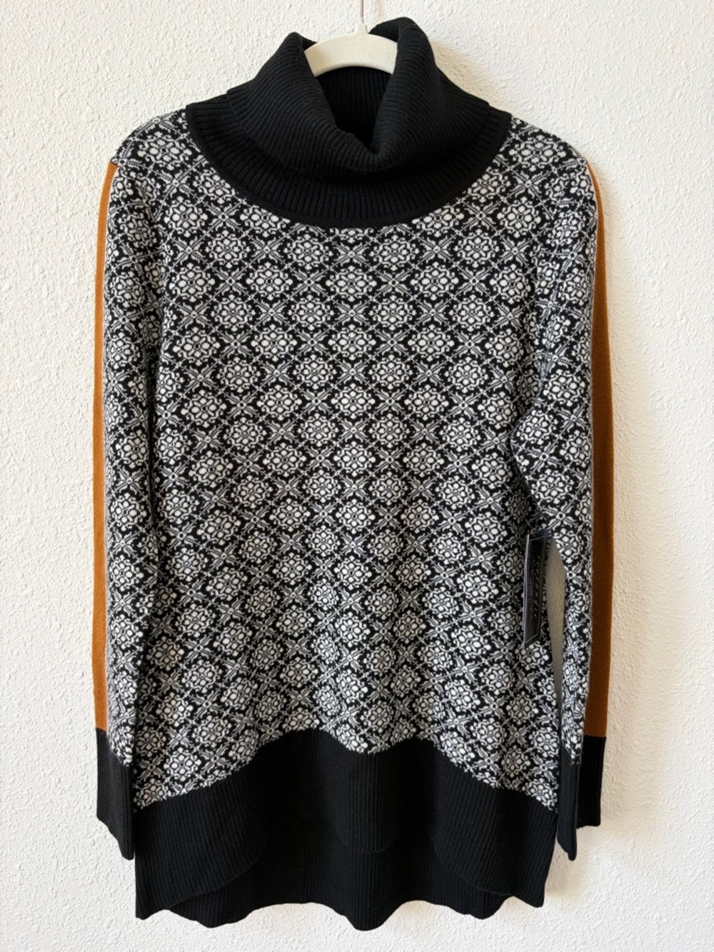Icelandic Design Carrina Sweater Fair Isle Black Size Small Merino Wool Blend